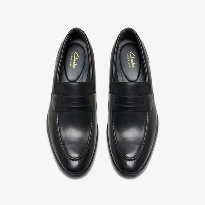 Clarks Brandon Step Loafer Black Leather