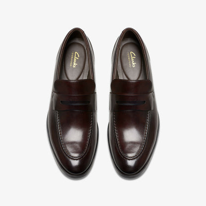 Clarks Brandon Step Loafer Dark Brown Leather