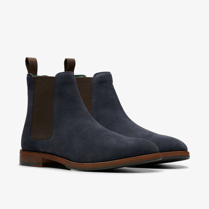 Clarks Craft James Top Chelsea Boot Navy Suede