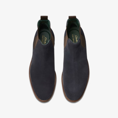 Clarks Craft James Top Chelsea Boot Navy Suede