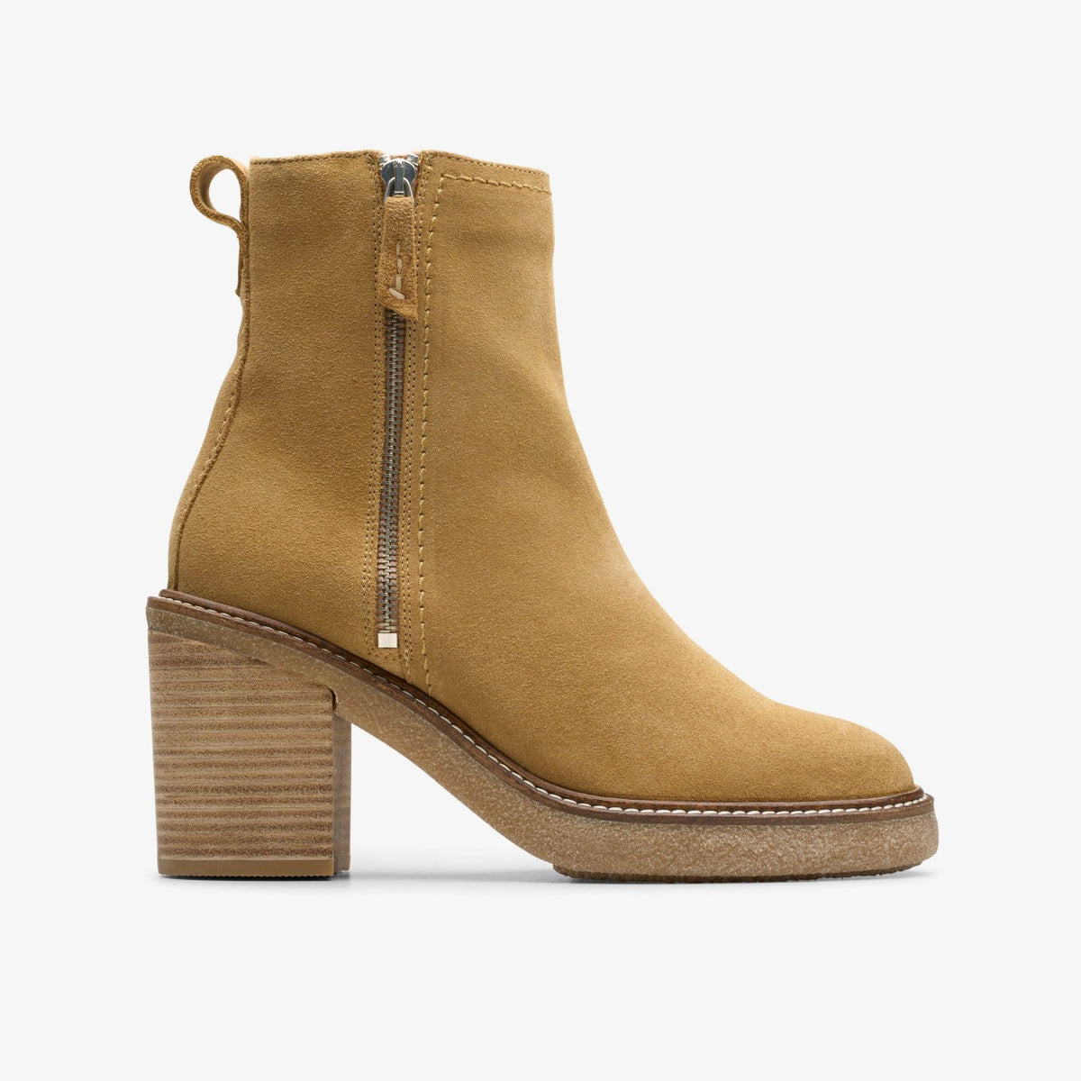 Clarks Cassiano Zip Ankle Boot Light Tan Suede