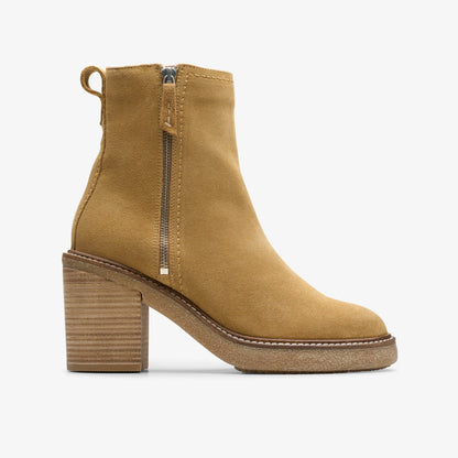 Clarks Cassiano Zip Ankle Boot Light Tan Suede