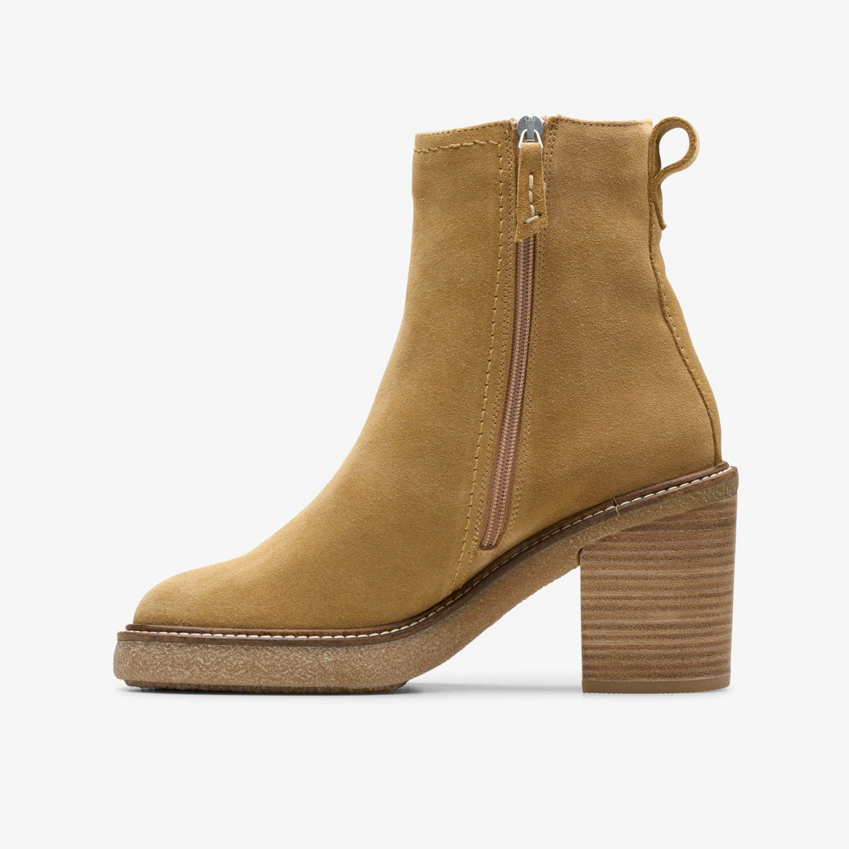 Clarks Cassiano Zip Ankle Boot Light Tan Suede