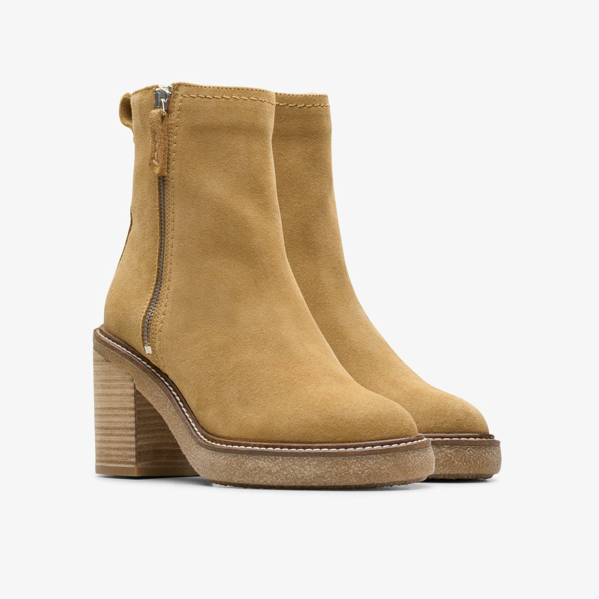 Clarks Cassiano Zip Ankle Boot Light Tan Suede