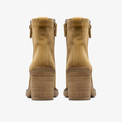 Clarks Cassiano Zip Ankle Boot Light Tan Suede