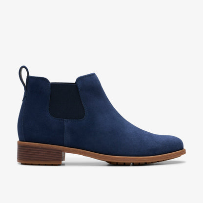 Clarks Havisham Top Ankle Boot Navy Suede