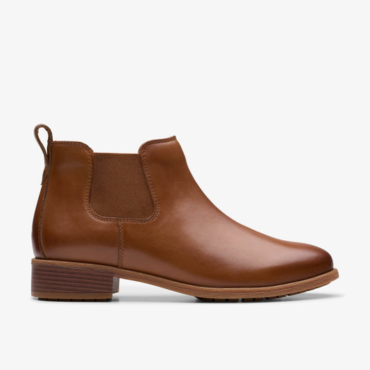 Clarks Havisham Top Ankle Boot Tan Leather