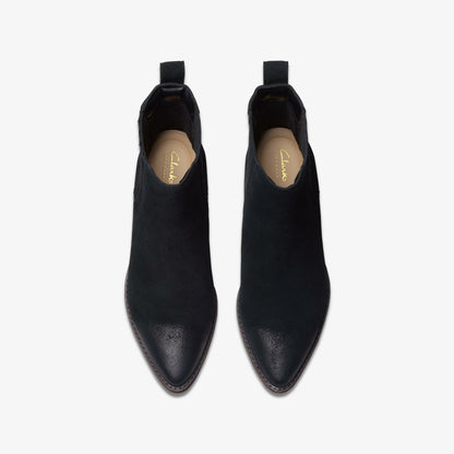 Clarks Morzine Top Ankle Boot Black Suede