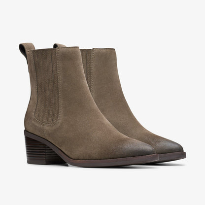 Clarks Morzine Top Ankle Boot Mole Grey Suede