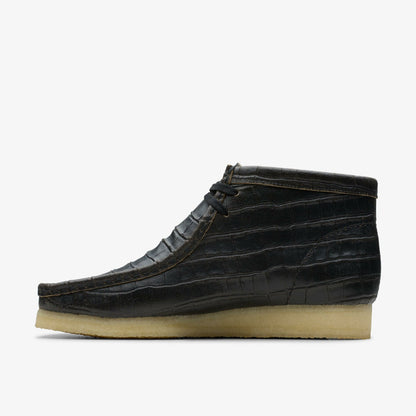 Clarks Wallabee Boot Black Crocodile Distress