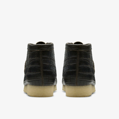 Clarks Wallabee Boot Black Crocodile Distress