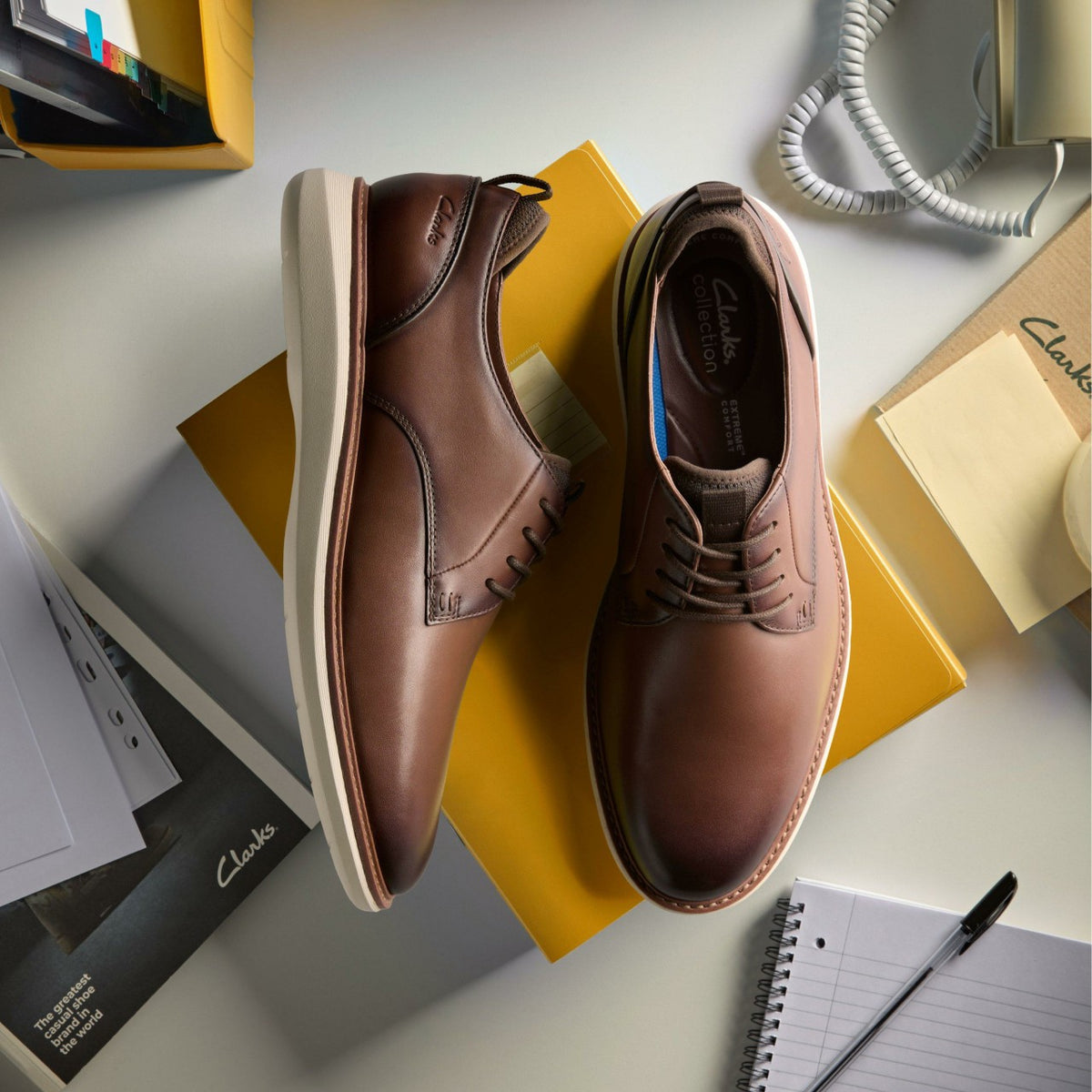 Clarks Brantin Plain Dark Tan Leather