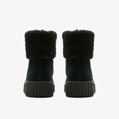 Clarks Torhill Turn Black Warmlined Suede