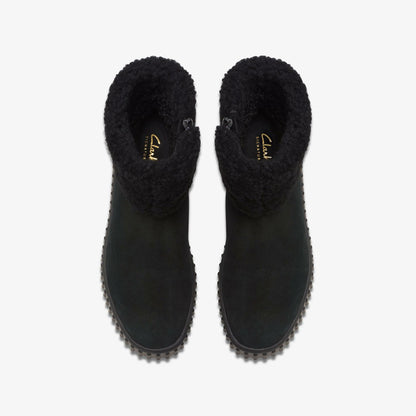 Clarks Torhill Turn Black Warmlined Suede