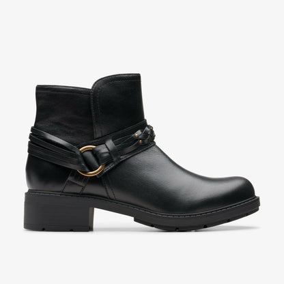 Clarks Hearth Kaylie Ankle Boot Black Leather