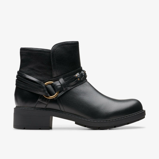 Clarks Hearth Kaylie Ankle Boot Black Leather