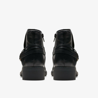 Clarks Hearth Kaylie Ankle Boot Black Leather