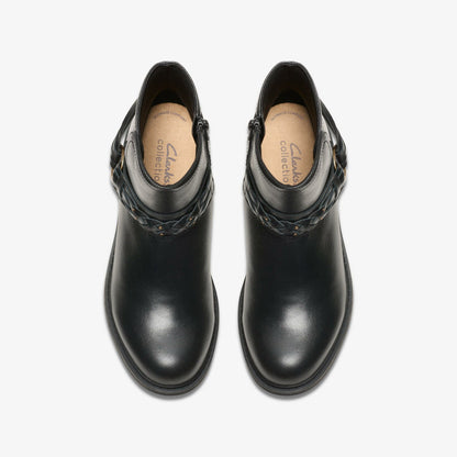 Clarks Hearth Kaylie Ankle Boot Black Leather