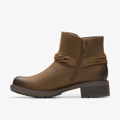Clarks Hearth Kaylie Ankle Boot Mushroom Oily