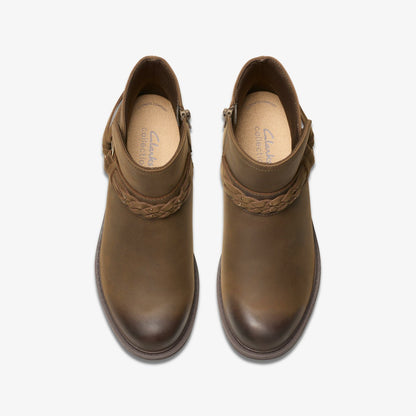 Clarks Hearth Kaylie Ankle Boot Mushroom Oily