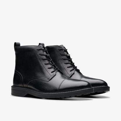 Clarks Aldwin Cap Black Leather