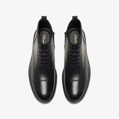 Clarks Aldwin Cap Black Leather