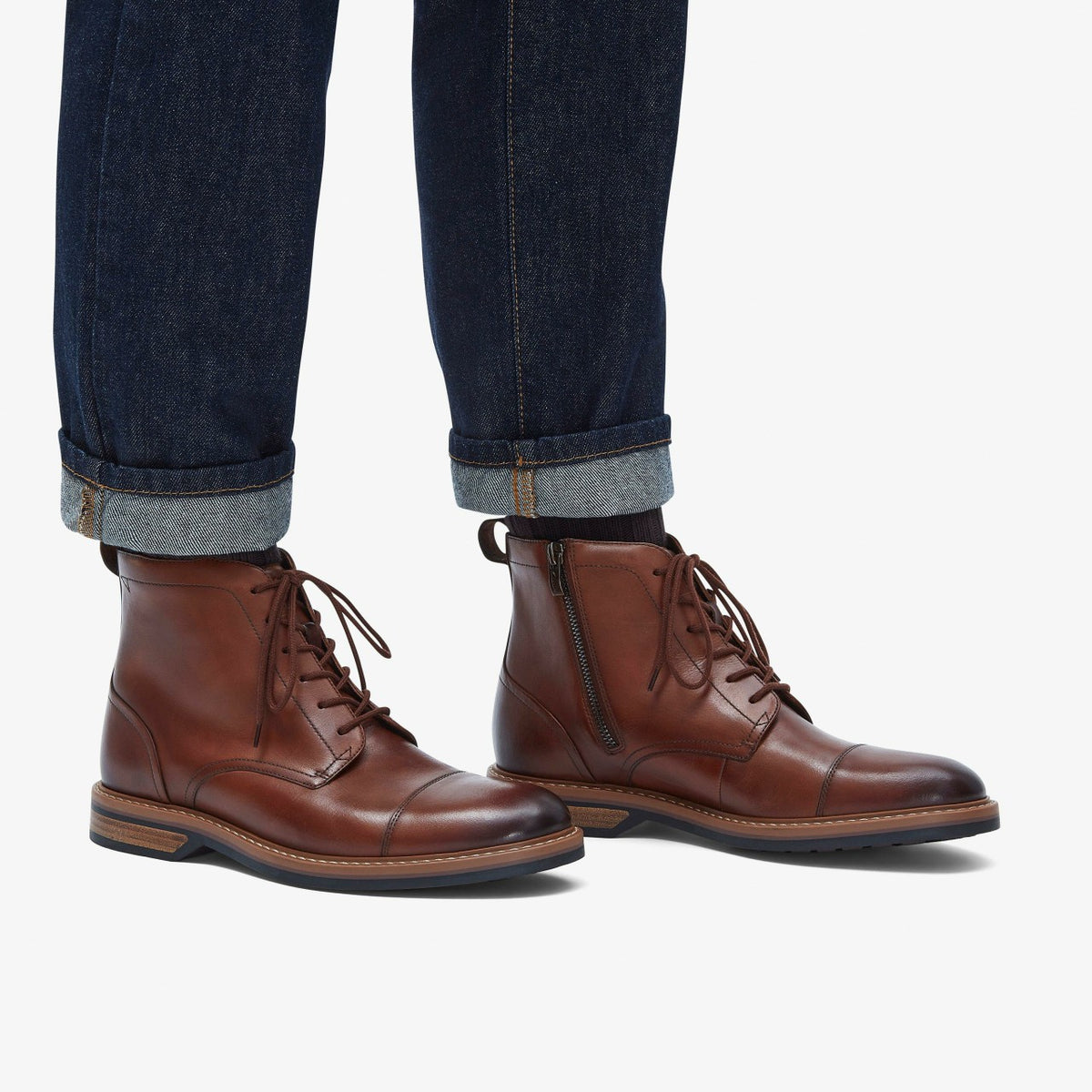 Clarks Aldwin Cap Mid Tan Leather