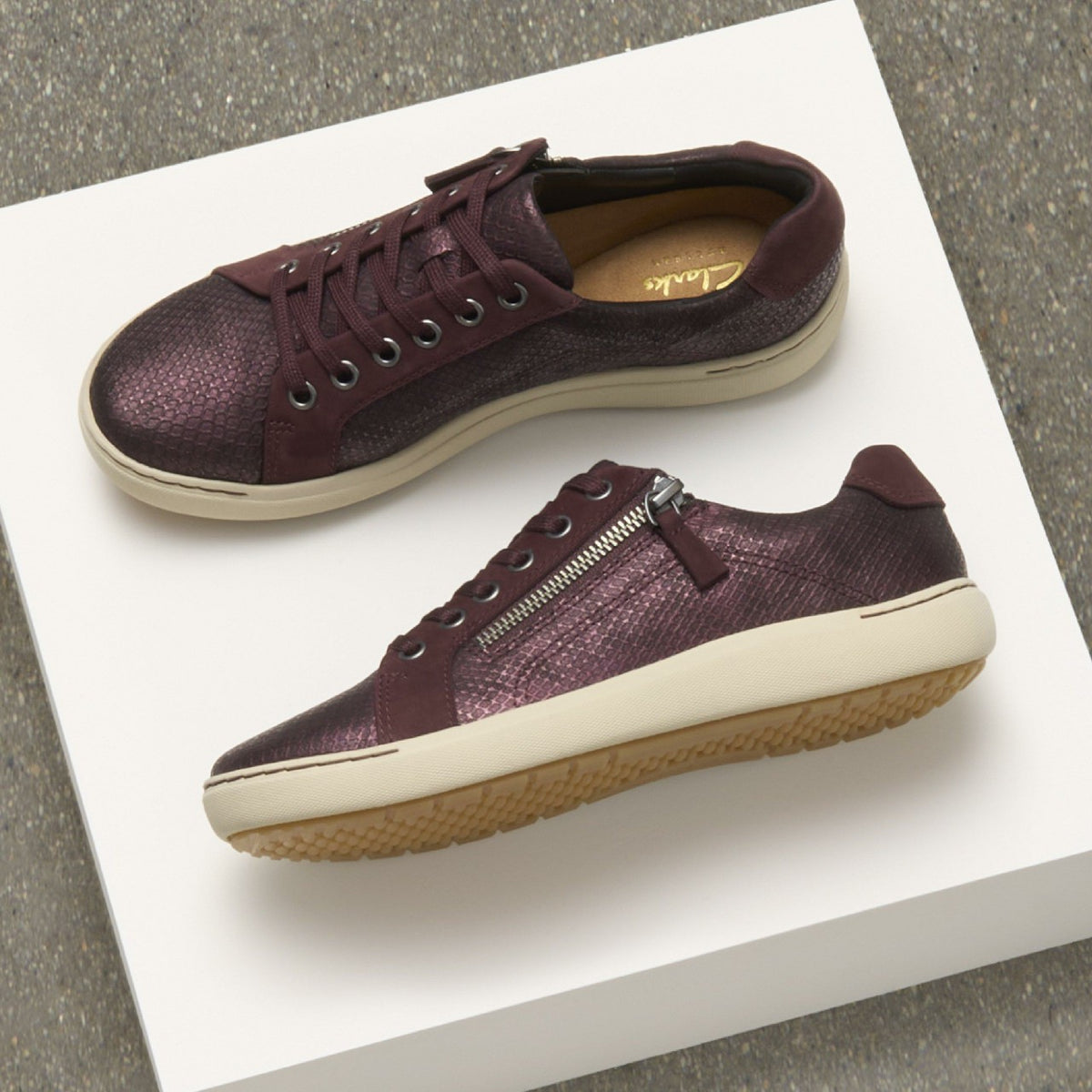 Clarks Nalle Lace Wine Interest Leather