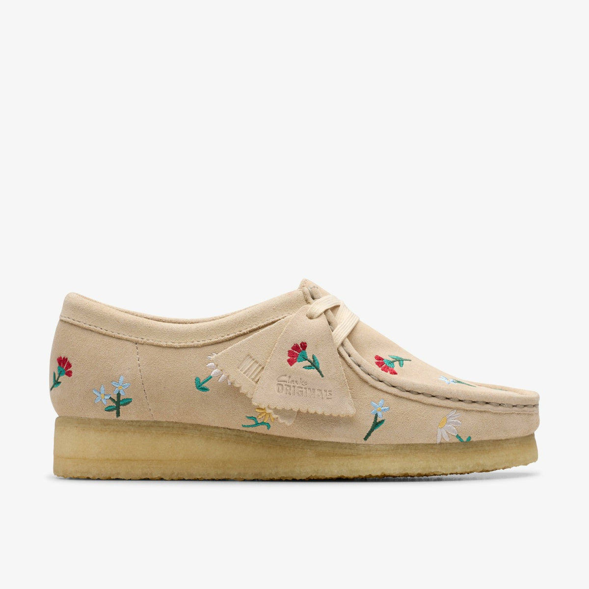 Clarks Wallabee Taupe Embroidery