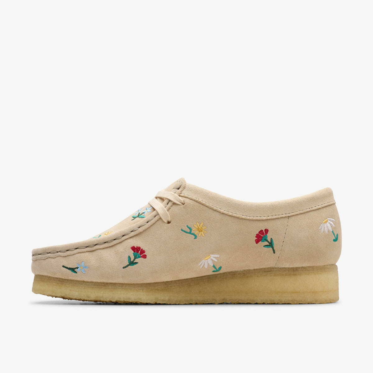 Clarks Wallabee Taupe Embroidery