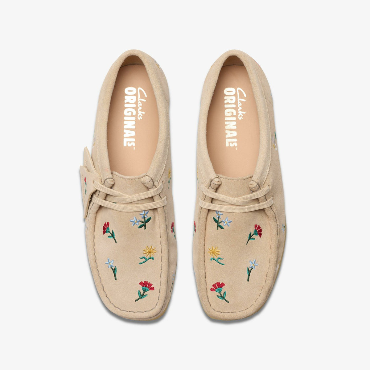 Clarks Wallabee Taupe Embroidery