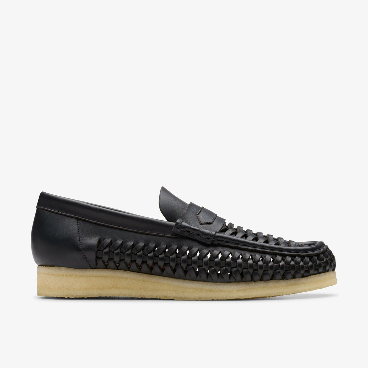 Clarks Wallabee Penny Weave Black Leather