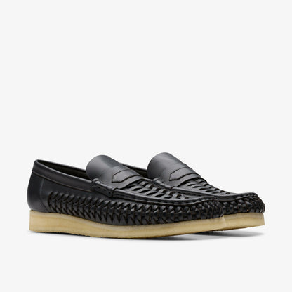 Clarks Wallabee Penny Weave Black Leather