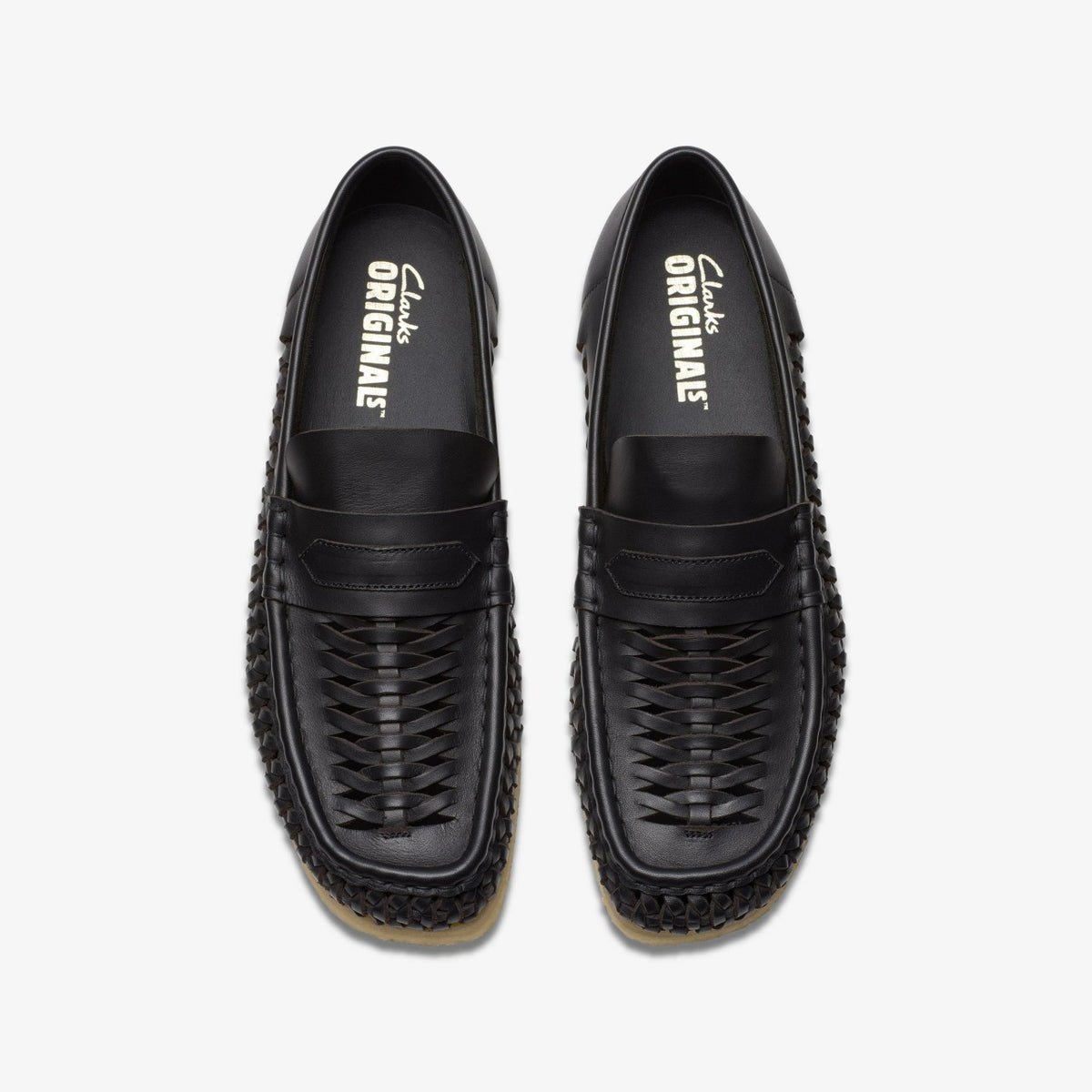 Clarks Wallabee Penny Weave Black Leather