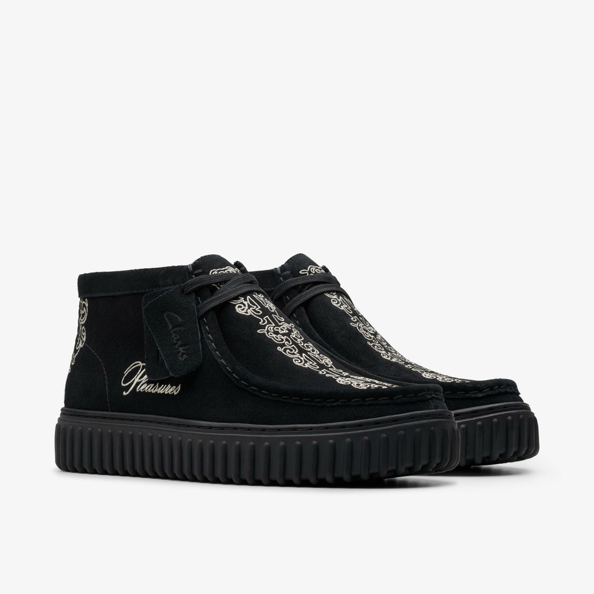 Clarks Torhill Woven Black Suede