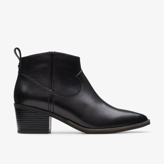 Clarks Morzine Sky Ankle Boot Black Leather