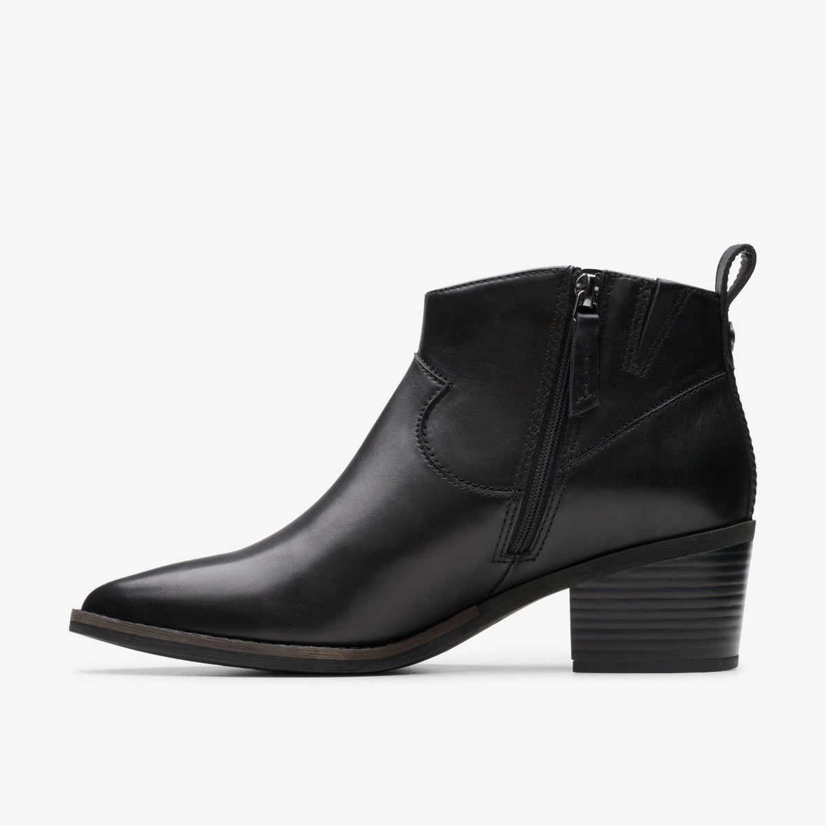 Clarks Morzine Sky Ankle Boot Black Leather