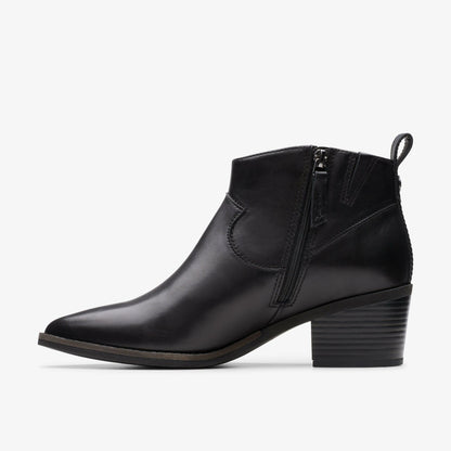 Clarks Morzine Sky Ankle Boot Black Leather