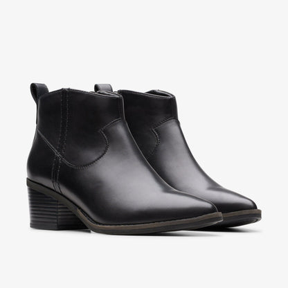 Clarks Morzine Sky Ankle Boot Black Leather