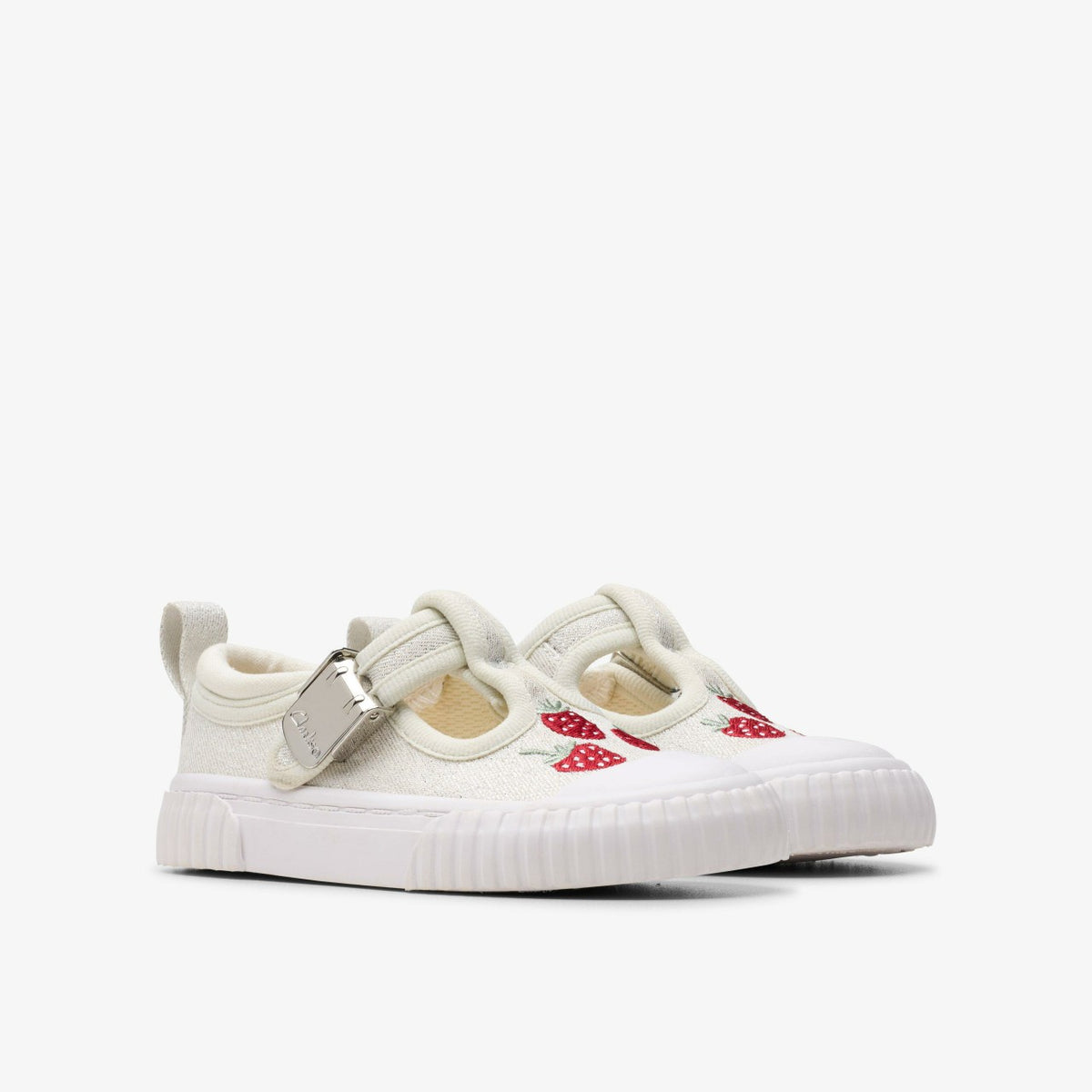 Clarks Foxing Berry Toddler Silver Fabric