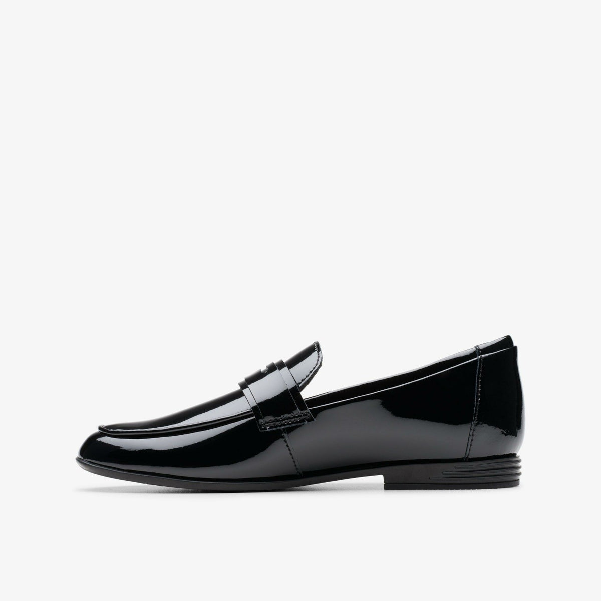 Clarks Finja Bright Older Black Patent