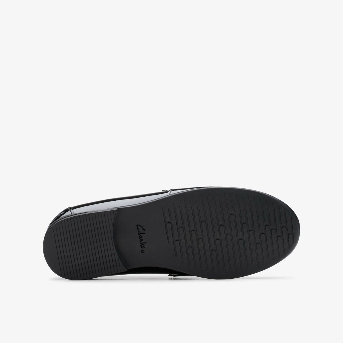 Clarks Finja Bright Older Black Patent