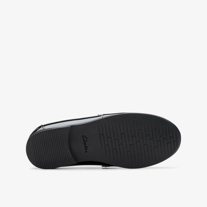 Clarks Finja Bright Older Black Patent