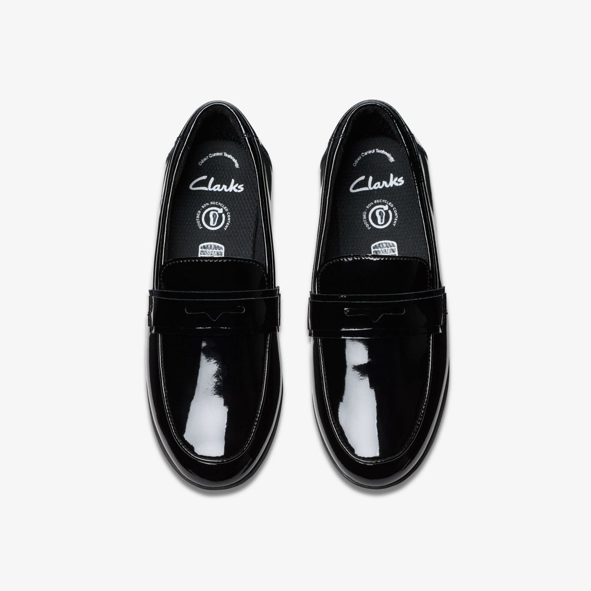 Clarks Finja Bright Older Black Patent