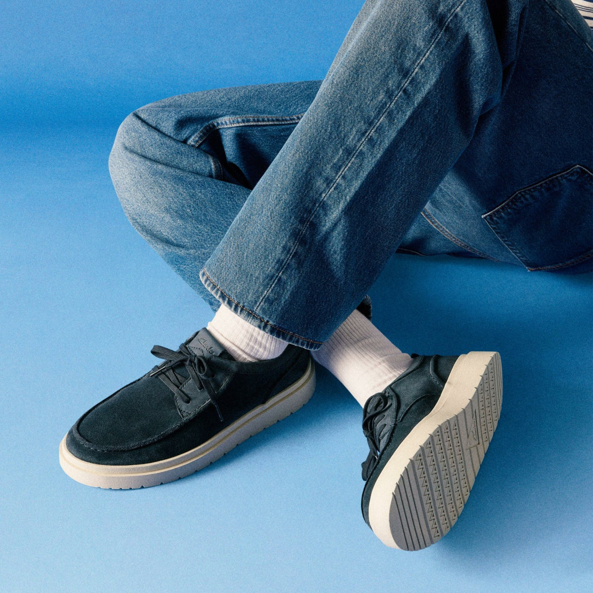 Clarks Polden Moc Navy Suede
