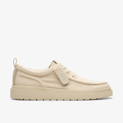 Clarks Polden Moc Off White Canvas