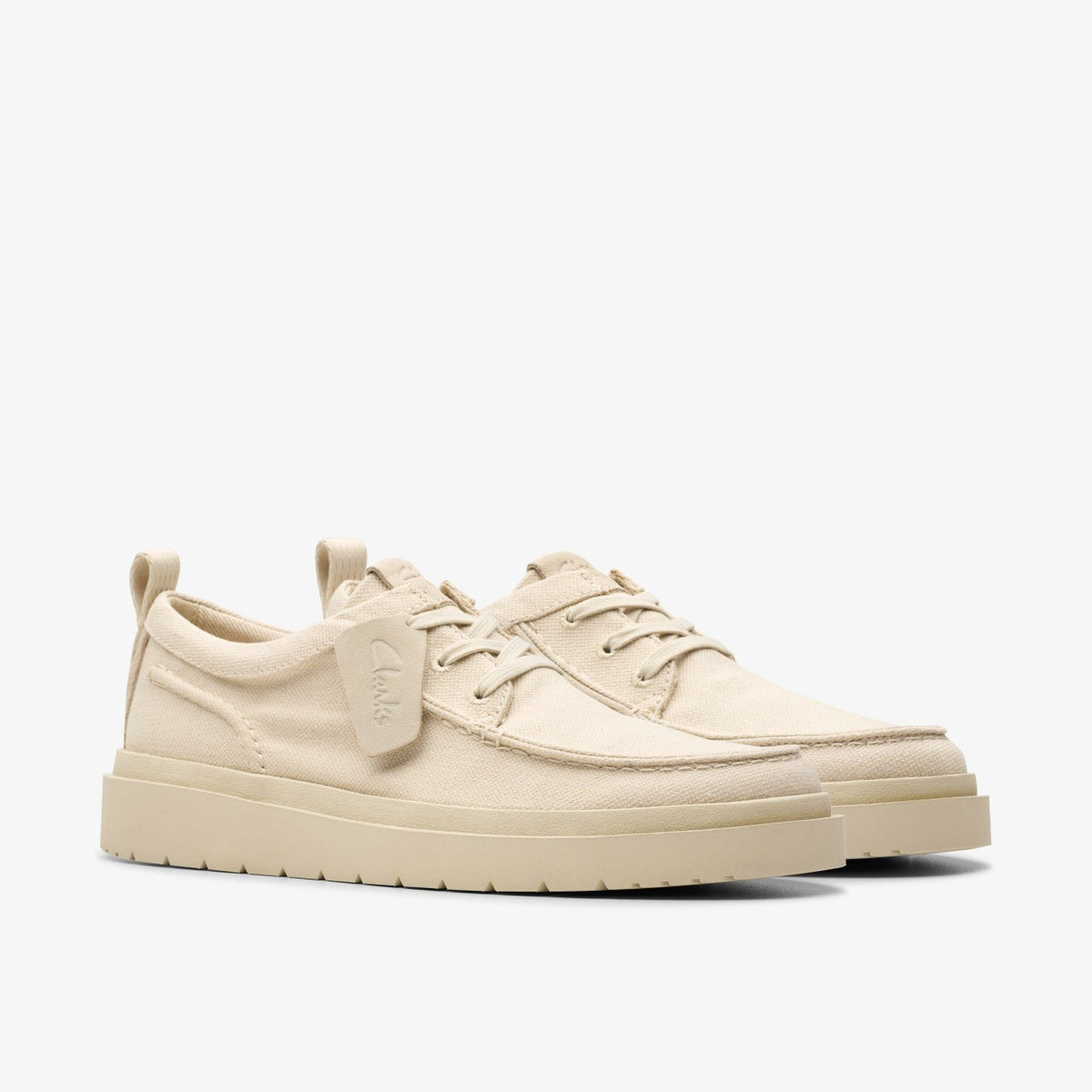 Clarks Polden Moc Off White Canvas