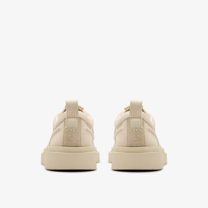 Clarks Polden Moc Off White Canvas