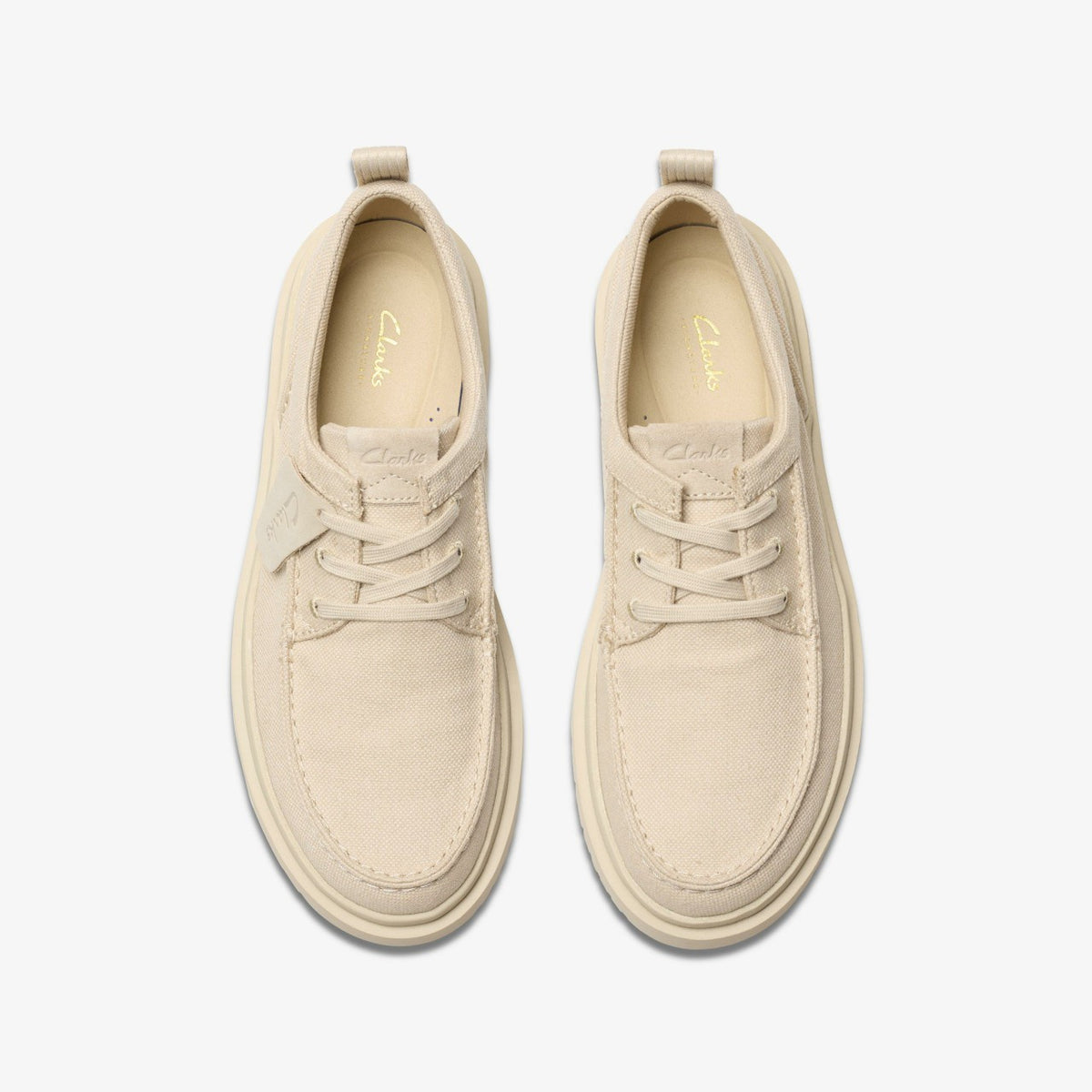 Clarks Polden Moc Off White Canvas