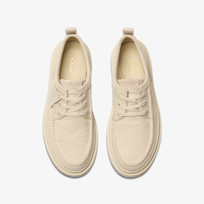 Clarks Polden Moc Off White Canvas